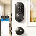 Veise RZ06C Smart Locks for Front Door, 2 Knob Handle Set, Keyless Entry Deadbolt, App Control, Electronic Touchscreen Digital Keypad, Auto Lock, Easy Installation, IP54 Waterproof, Matte Black