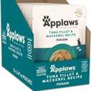 Applaws Natural Wet Cat Food in Mousse, Limited and Natural Ingredients, Grain-Free, High Protein with No Artificial Additives, Tuna Fillet & Mackerel (12 x 2.47oz Pouches)