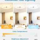 VOLISUN Low Profile Ceiling Fans with Light and Remote, 20in Fandelier Ceiling Fan with Lights, 3000K-6500K Dimmable Flush Mount LED Fan Light, White Bladeless Ceiling Fans with Lights for Bedroom