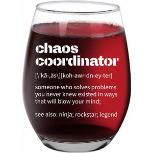 Jogskeor Coworker Gifts For Women, Chaos Coordinator 15Oz Glass Gift for Boss, Inspiration Gifts for Coworker, Manager, Teacher, Assistant for Birthday, Christmas, Retire, Thank you Gift