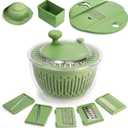 SUSTEAS Salad Spinner Large, Vegetables Wash Bowl, Fruits & Herb Lettuce Dryer with 5 Blade Slicer Egg Yolk Strainer Shredder for Efficient Salad Preparation and Food Washing, 4.25Qt