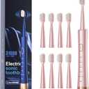 Sonic Electric Toothbrush for Adults, USB Rechargeable Sonic Toothbrush with 8 Brush Heads, Smart Timer, 5 Modes, 2-Hour Fast Charge Last 30 Days, Pink