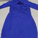 BORIFLORS Women's Sexy Ruched Bodycon Midi Dresses Elegant Mesh Long Sleeve Square Neck Ruffle Hem Cocktail Party Dress (Large, Royal Blue)