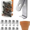 NACETURE 12 Pack Stainless Steel Plant Hangers Flower Pot Clips - Outdoor Wall Hook Metal Plant Stand Holds 5" to 8" Standard Flower Pot