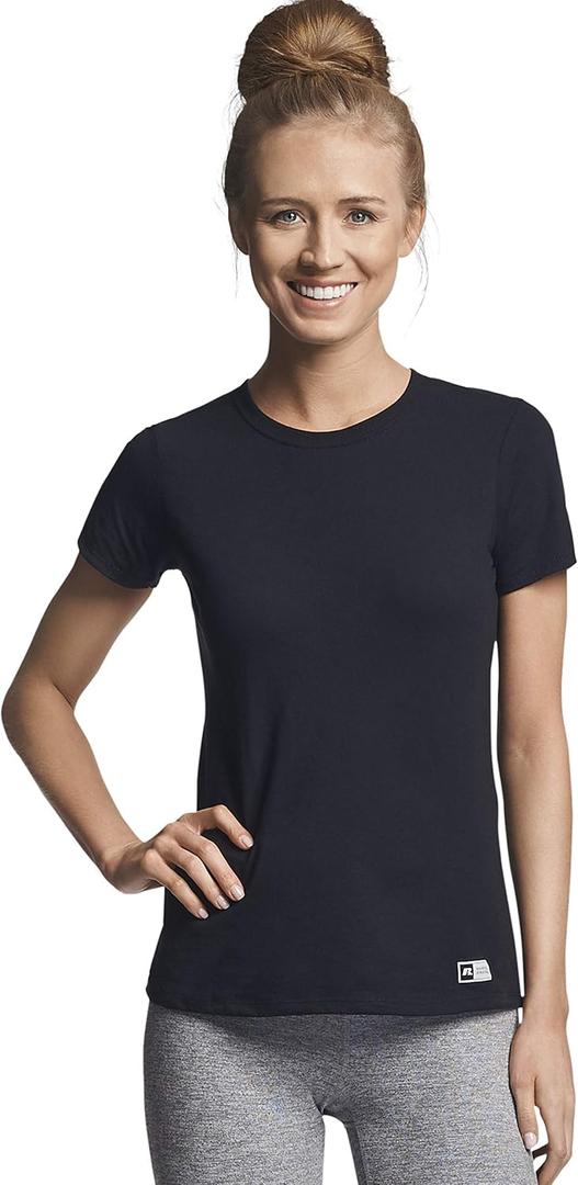Russell Athletic Women's Women's Cotton Performance T-Shirts (Black, XL)