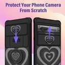 (2in1 for Google Pixel 7 Case for Women Cute Girls Love Heart Cool Phone Cover Black Heart Girly Pretty Kawaii Design with Camera Cover+ Ring Stand for Google Pixel 7 Phone Case