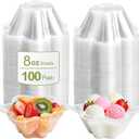 Clear Bowls, 100 PCS Ice Cream Cups, Christmas Candy Bowl, Small Disposable Clear Appetizer Serving Cup for Dessert Cake Snack Sundae Salad Nuts Snack for Party Favor Wedding Flower Shape (8OZ)