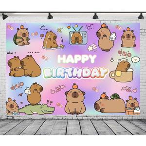 8x6FT Capybara Backdrop Capybara Themed Supplies for Boys Girls Baby Shower Cute Capybara Photo Background for Kids Birthday Decorations Photo Studio Props Vinyl