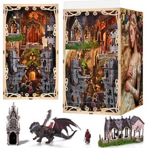 MiniCity Book Nook Kit, DIY Scene Miniature House Kit Tiny House Mini Booknook Craft Bookshelf Decor, 3D Puzzles for Adults, Scale Model Building for Book Lovers (Sleeping Beauty)