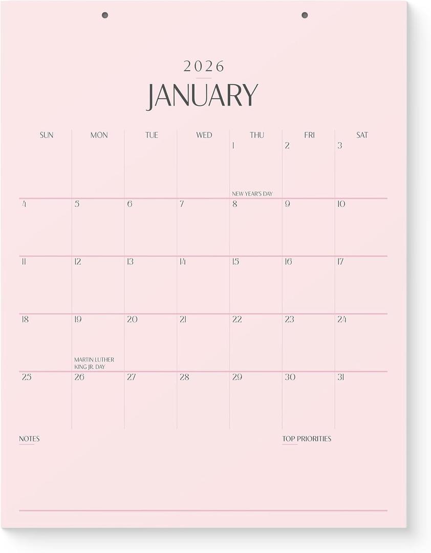 Karto Wall Calendar 2026 - Vertical 8.5x11 Inch January 2026 to June 2027 - Boost Your Productivity and Easy Planning with the Aesthetic Monthly Calendar - All Pink