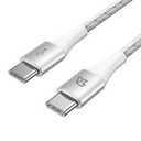 Teleadapt USB C to Type C Cable 6.6ft for iPhone 15/Pro/Plus/Pro Max, 100W USB C to USB C Fast Charging Cable, USB Type C Braided Cord for MacBook Pro 2020 iPad Pro 2020 Galaxy S20 Ultra and More (Silver)