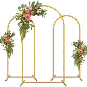 HPC Decor Metal Arch Backdrop Stand Set of 3-7.2FT,6FT,6FT Gold Wedding Arch Backdrop Stand- Square Arched Frame for Wedding Ceremony Baby Shower Birthday Party Garden Floral Balloon Arch Decoration