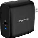 Amazon Basics 65W One-Port GaN USB-C Wall Charger with Power Delivery PD for Laptops, Tablets & Phones (iPhone 16/15/14/13/12/11/X, iPad, MacPro, Samsung, and More), Non-PPS, Black