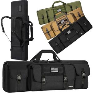 28" 36" 42" 46" 48" 51" 55" Soft Double Rifle Bag, Portable Tactical Long Rifle Bag for Outdoor Hunting Shooting, Shotgun Case for Firearm Storage and Transportation with Multiple Colors (Black)