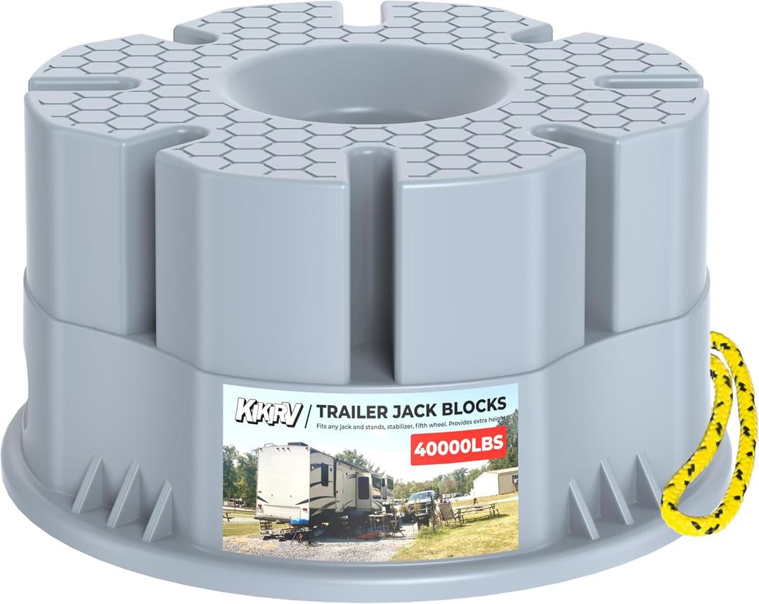 6''Height Trailer Jack Block, Heavy Duty 40,000lbs RV Camper Stabilizer Blocks for Travel Trailers Tongue Jack 5th Wheels Scissor stabilizers, 1 Pack