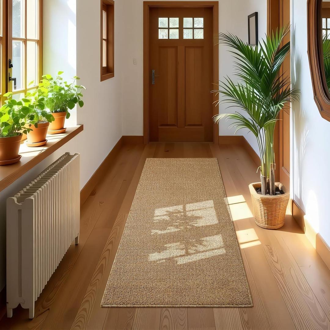 Softlife Hallway Runner Rug 2x6 ft Faux Jute Rugs Washable Entryway Rug Hall Carpet Runner Modern Farmhouse Laundry Kitchen Room Mat Long Carpet for Bathroom, Brown
