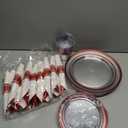 Goodluck 175 Pcs Red Plastic Plates, Clear Plastic Silverware Disposable Plates Set, Include 50 Plates, 25 Pack Pre Rolled Napkins with Silverware, 25 Cups for Party, Christmas, Graduation, Wedding