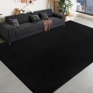 Large Area Rugs for Bedroom Living Room - 6x9 Feet Ultra Soft Black Rug Thickened with Memory-Foam, Solid Modern Minimalist Carpets for Home Decor, Non-Slip and Comfy Nursery Room Rugs