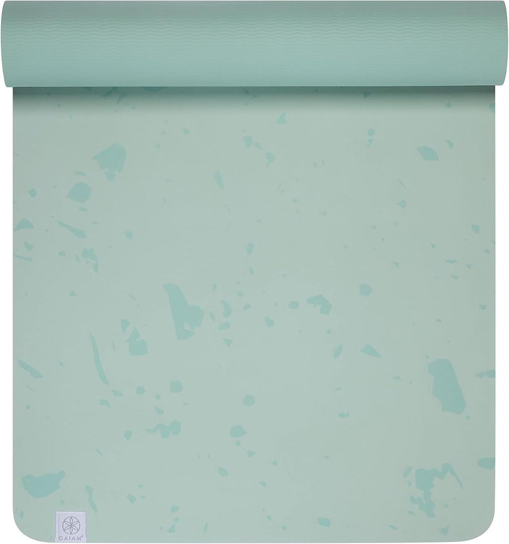Gaiam Performance TPE Yoga Mat, 6mm Non-Slip (Speckled Sea Salt)
