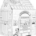 Easy Playhouse Police and Fire Station - Kids Art & Craft for Indoor & Outdoor Fun Decorate & Personalize The Cardboard Fort, 32" X 26. 5" X 40. 5" - Made in USA, Age 3+ , White, 32inchesX26.5inchesX40.5inches