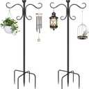 2 Pack 76 Inch Adjustable Double Shepherds Hooks for Outdoor Heavy Duty, Two Sided Garden Bird Feeder Pole for Hanging Plant Baskets, Solar Lights, Weddings Decor