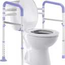 Lianjindun Toilet Safety Rails, Adjustable Toilet Frame for Elderly, Seniors, Handicap & Disabled, Foldable Handicap Toilet Handles Fit Any Toilets（Purple）