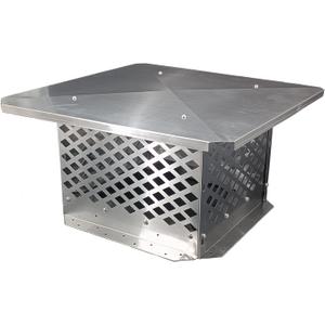 Chimney Cap, 13" x 13" Chimney Cover, Bottom Installation Method Adjustable to Fit Outside Existing Clay Flue Tile Dimensions 11" x 11" to 15.4" x 15.4", All Stainless Steel Structure