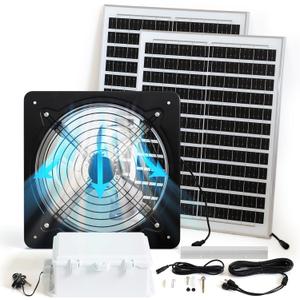 TXL 40W Solar Fan with Thermostat, Solar Gable Vent Fan, 1800 CFM, Precision Temperature Control, Continuous Cooling Without Light, Ideal for Roof Vents, Attics, Greenhouses, Sheds, and Chicken Coops