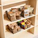 Wire Basket 4 Pcs Wire Storage Baskets Wire Baskets Organizing with Wooden Handles Wire Basket Pantry Organization and Storage Metal Wire Food Storage Basket for Kitchen, Cabinets (Black, 4PCS)