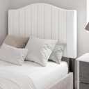 Colingmill Twin Size Contoured Headboard with Studded Upholstery with Dual Hanging Options 40 Inch Headboard with Nailtrim in White Fabric for College Dorm Room, 40.2 x 24 x 2.4 inch
