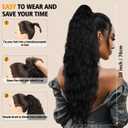 30 Inch Black Ponytail Extension, Layered Ponytail Extensions for Women, Soft Wavy Claw Clip in Ponytail Extension, Natural Synthetic Hair Pieces for Women (Color: Black)