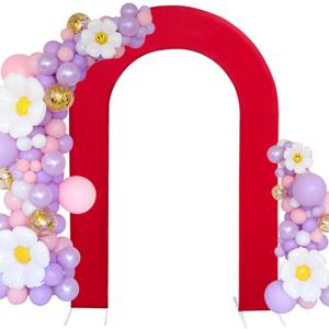 HAINARverS 7.2FT Wedding Open Arch Cover Spandex Fitted Stretchy Arch Stand Covers,U-Shaped 2-Sided Chiara Backdrop Cover for Party Birthday Ceremony Baby Shower Banquet Arch Decoration(Red)