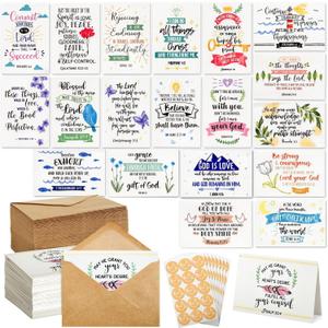 120 Pack Christian Greeting Cards Bulk with Envelopes, Religious Encouragement Scripture, 20 Inspirational Bible Verse Designs (4x6 In)