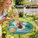 Mellbree Bird Bath for Outside, 12" Dia 39" H Lake Blue with Gold Gilding Metal birdbath for Outdoors, Freestanding with Perch & Feeder Bowl, Multi-Functional for Garden Patio Yard Lawn Outdoor Decor