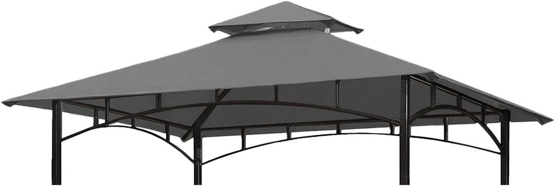 Ontheway 5FT x 8FT Double Tiered Replacement Canopy Grill BBQ Gazebo Roof Top Gazebo Replacement Canopy Roof (Grey)