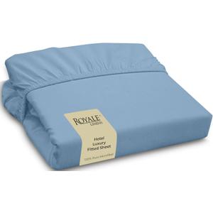 Royale Linens Fitted Sheet California King - Ultra Soft 1800 Brushed Microfiber - Hotel Luxury Bottom Sheets - Wrinkle Free & Fade Resistant - Deep Pocket Fitted Sheet Only (King Cal, Lake Blue)