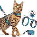 Halypet Cat Harness and Leash Set, 3-in-1 Adjustable & Lightweight, Escape-Proof, Comfortable Soft Kitten Harness for Large Cats, Safe, Easy to Wear, Outdoor Walking Travel (Medium(8-18))