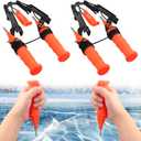 Gisafai 4 Pcs Retractable Ice Safety Picks Kits for ICES Fishing Skating Emergency Gear Accessories Portable Picks and Safety Whistle Tool Ice Spearing Equipment Winter Activities(Orange,Retro)
