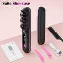 Go Brush Pro Portable Cordless Hair Straightener Brush for Travel, 30s Fast Heat for Instant On-the-Go Styling, 3 Adjustable Temperature Settings for All Hair Types,Midnight Black