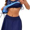 SEAFORM Women's Two-Piece Tankini Swimsuits Tummy Control Bathing Suits False Two-Piece Tankini Top with Swim Dress for Women (Blue, L)