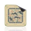 Vintage Lotus Mahjong Mat 32.4x32.4 Inch - Beige American Mahjong Table Mat With Traditional Chinese Lotus Cloud Artwork, Anti-Slip Rubber Waterproof Foldable Zen Decor Pad