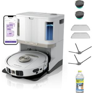 Shark Robot Vacuum & Mop Combo, PowerDetect NeverTouch Pro, Self-Emptying, Self-Refill with Self-Clean Pad Wash & Dry, 60-Day Debris Capacity, 30-Day Refill Tank, 5PowerDetect Technologies,White,AV2800ZE