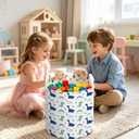 Dinosaur Kids Laundry Basket Foldable Hamper with Handles, 13.8 x 15.8 inches