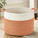 Artfeel 100L Large Cotton Rope Basket, Decorative Woven Blanket Storage for Living Room, Boho Toy Storage & Toy Box for Kids, Versatile Laundry Basket & Nursery Hamper for Blankets(Orange)