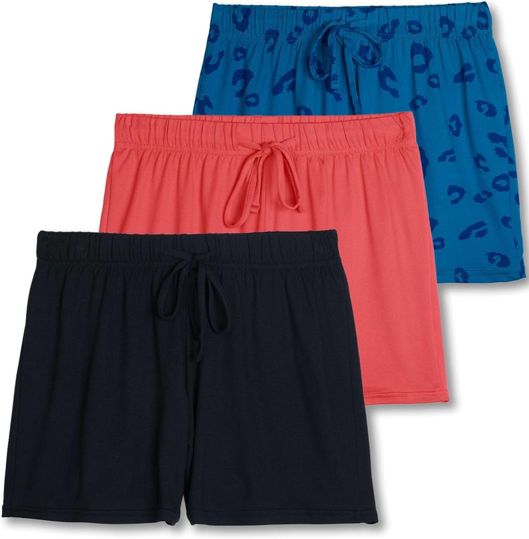3 Pack: Women’s Plus Just my Size Soft Pajama Boxer Sleep Lounge Shorts PJ Bottoms Elastic Waistband Drawstring Stretch Casual 2023 Clothes Sweat Short Yoga Comfy Pockets Sleepwear Ladies, 3X