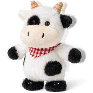 Hopearl Talking Singing Cow with Red Bib Repeats What You Say Walking Dairy Cattle Electric Interactive Animated Toy Speaking Plush Buddy Gifts for Toddlers, 9''