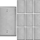 [10 Pack] BESTTEN No Device Stainless Steel Wall Plates with hite or Clear Plastic Film, Blank Metal Outlet Cover, Durable Corrosion-Resistant Industrial Grade Materials, H4.53 x W2.76