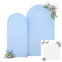 White and Blue Arch Backdrop Cover 7.2FT 6FT Wedding Arch Covers Set of 2 Spandex Fitted Fabric Backdrops Double-Color Arches Covers Stretchy Backdrop for Party Baby Shower Birthday Decoration