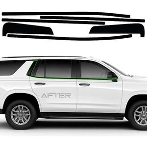 Side Window Trim Chrome Delete Vinyl Wrap Overlay fit for Chevrolet Chevy Tahoe Suburban 2021 2022 2023 2024 2025 Accessories with Blackout Film Gloss Black Kits