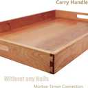 28 x 18 Inches Extra Large Rectangle Cherry Wood Ottoman Tray with Handles, Serve Tea, Coffee or Breakfast in Bed, Classic Wooden Decorative Serving Tray